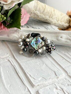 Handmade Beaded Brooch: VIntage inspired scarf pin